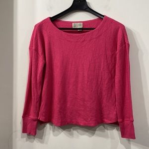Anthropology Saturday Sunday Long Sleeve Top Oversized in Raspberry/ Pink XS